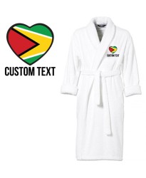 Guyana Flag Heart Shape Embroidery Logo with Custom Text Embroidered Bathrobes